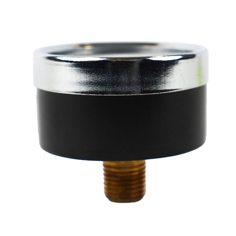 Water Pressure Gauge 160 PSI, 1/4" MPT, 2.0" Glass Dial, Center Mount, Black Steel Case