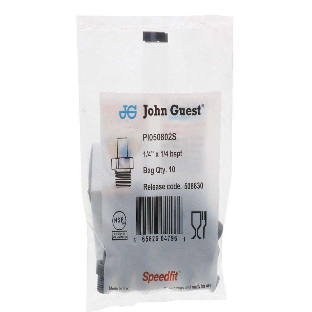 John Guest Stem Adapter BSPT - 1/4 x 1/4 BSPT