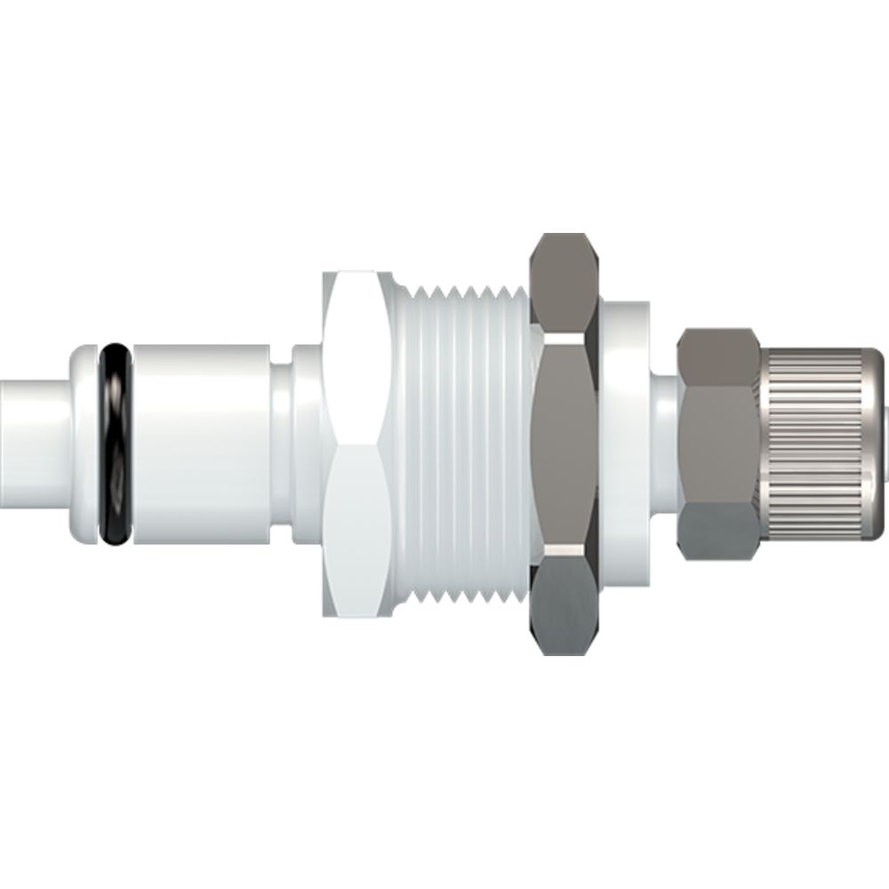 LinkTech 40AC Series Panel Mt. Male, Valved, 1/4" PTF, Natural Acetal, Buna N