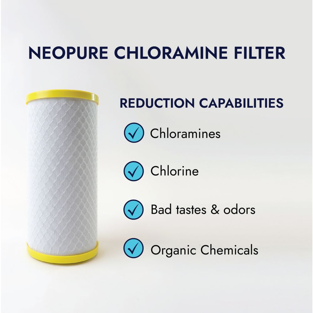 Neo-Pure CHLM-4510 9-7/8" x 4-1/2" Chloramine Carbon Block Filter 1 micron