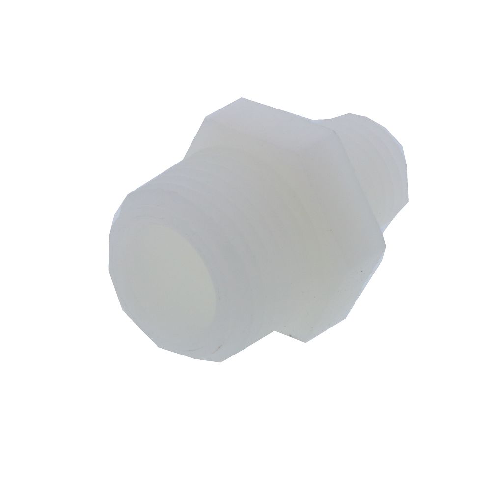 Nipple Hex - 1/2" MPT x 1/4" MPT Natural Nylon