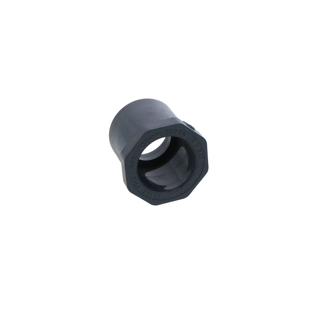 Schedule 80 PVC Reducer Bushing - 1" Spigot x 3/4" SLIP