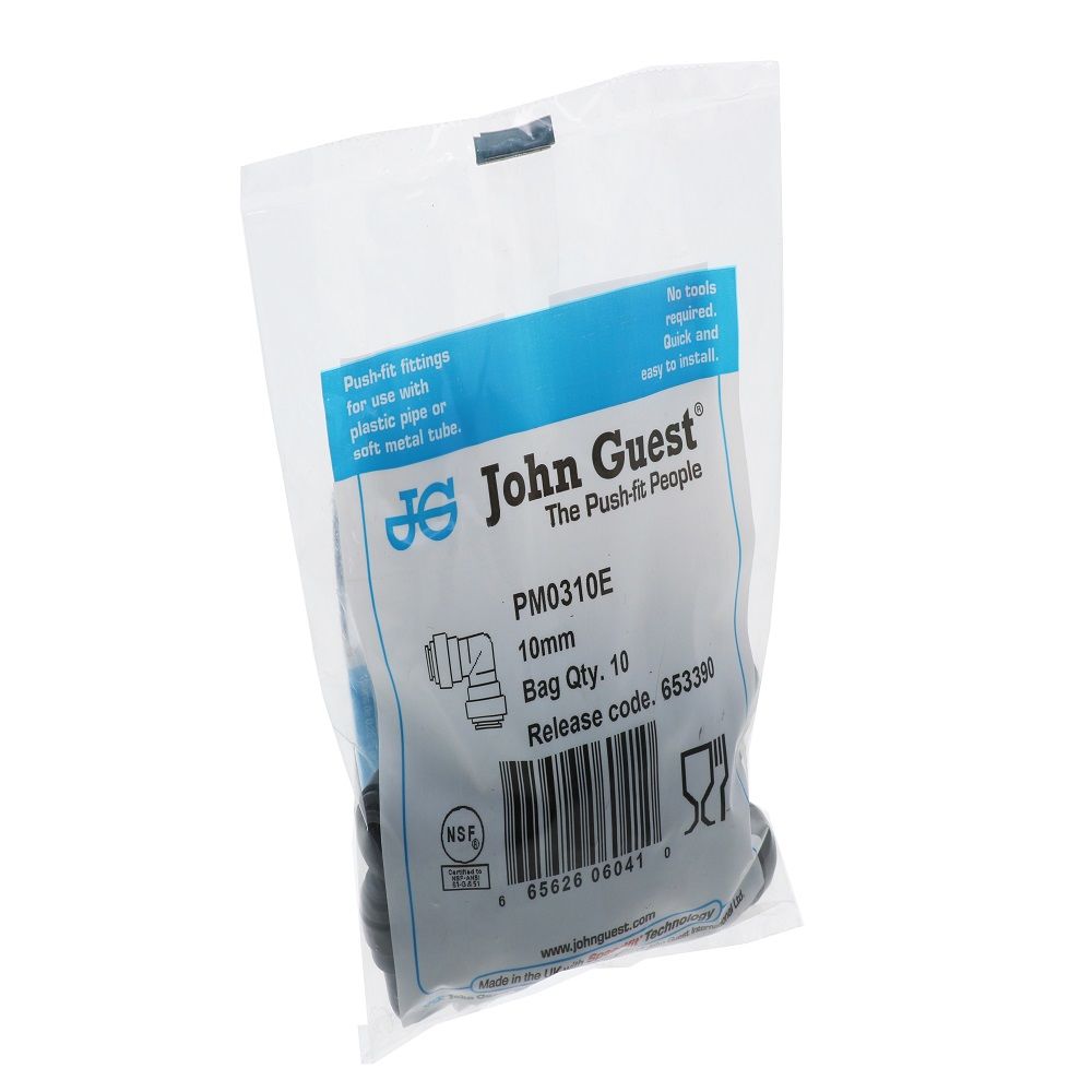 John Guest Union Elbow BLACK ACETAL - 10mm