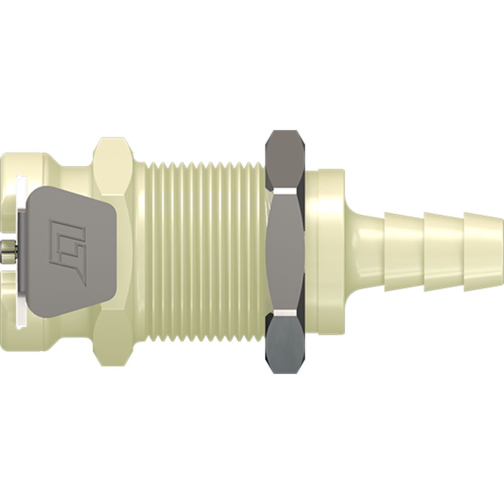 LinkTech 40PP Series Panel Mt. Female, Non-valved, 1/4" HB, Molded Almond Color, Polypropylene