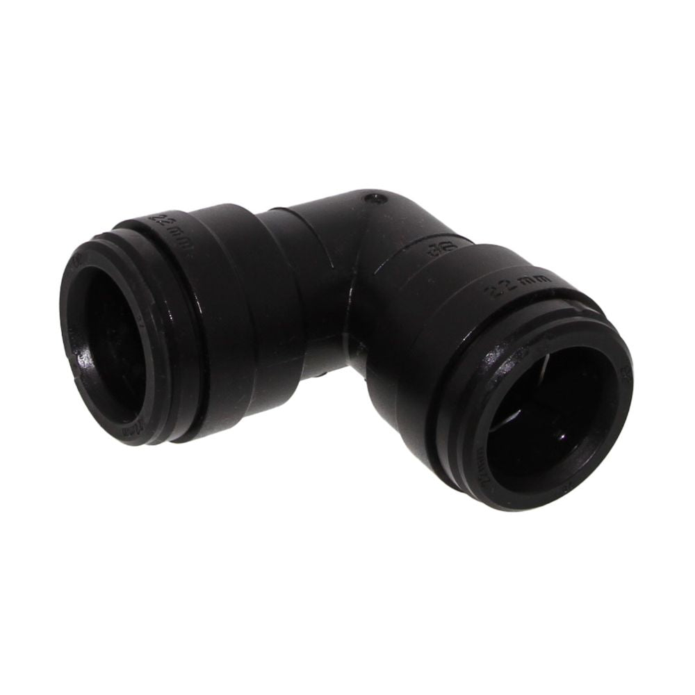 John Guest Union Elbow - 22mm Black Acetal