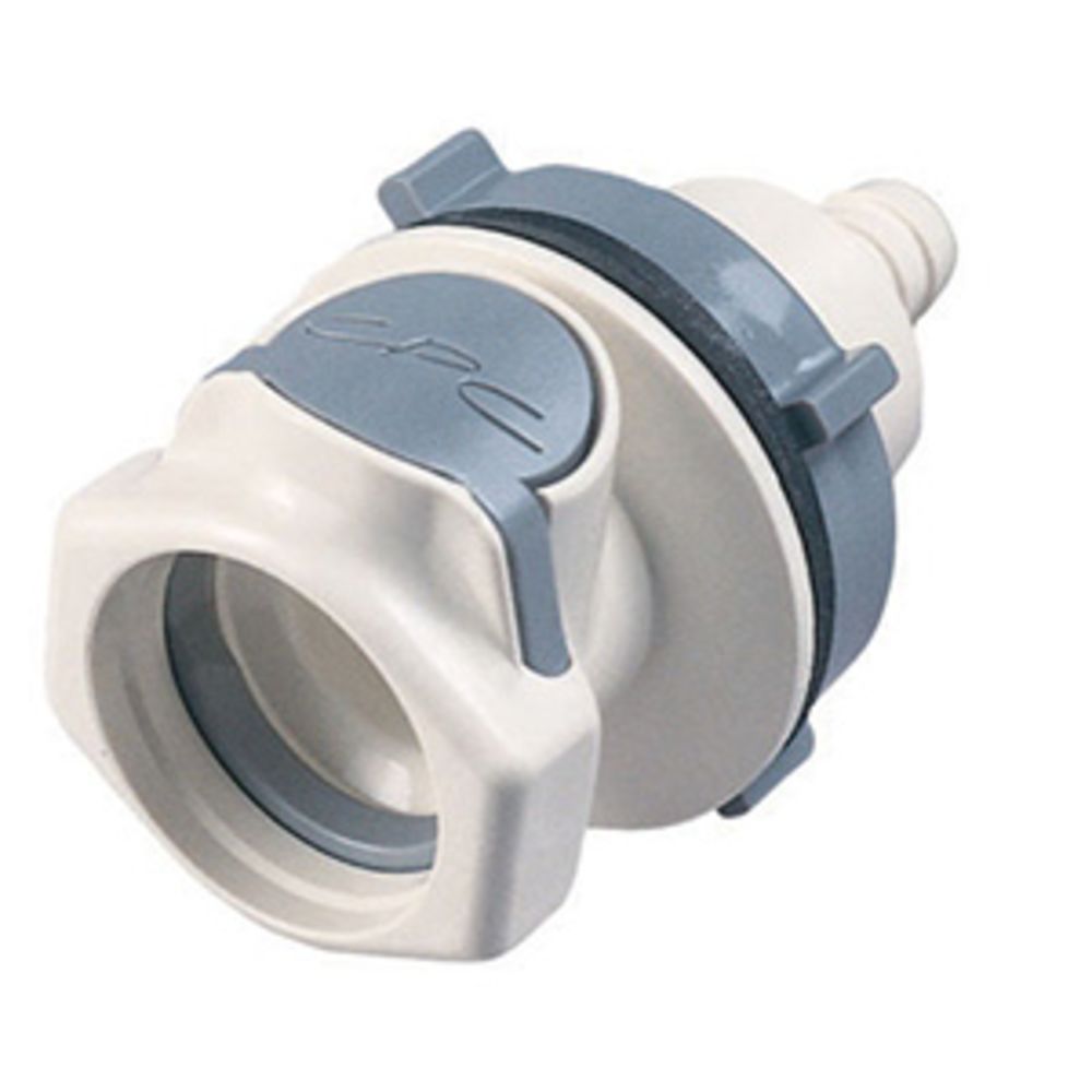 80500 NSF Valved Panel Mount Hose Barb Coupling Body 3/4 ID Barb