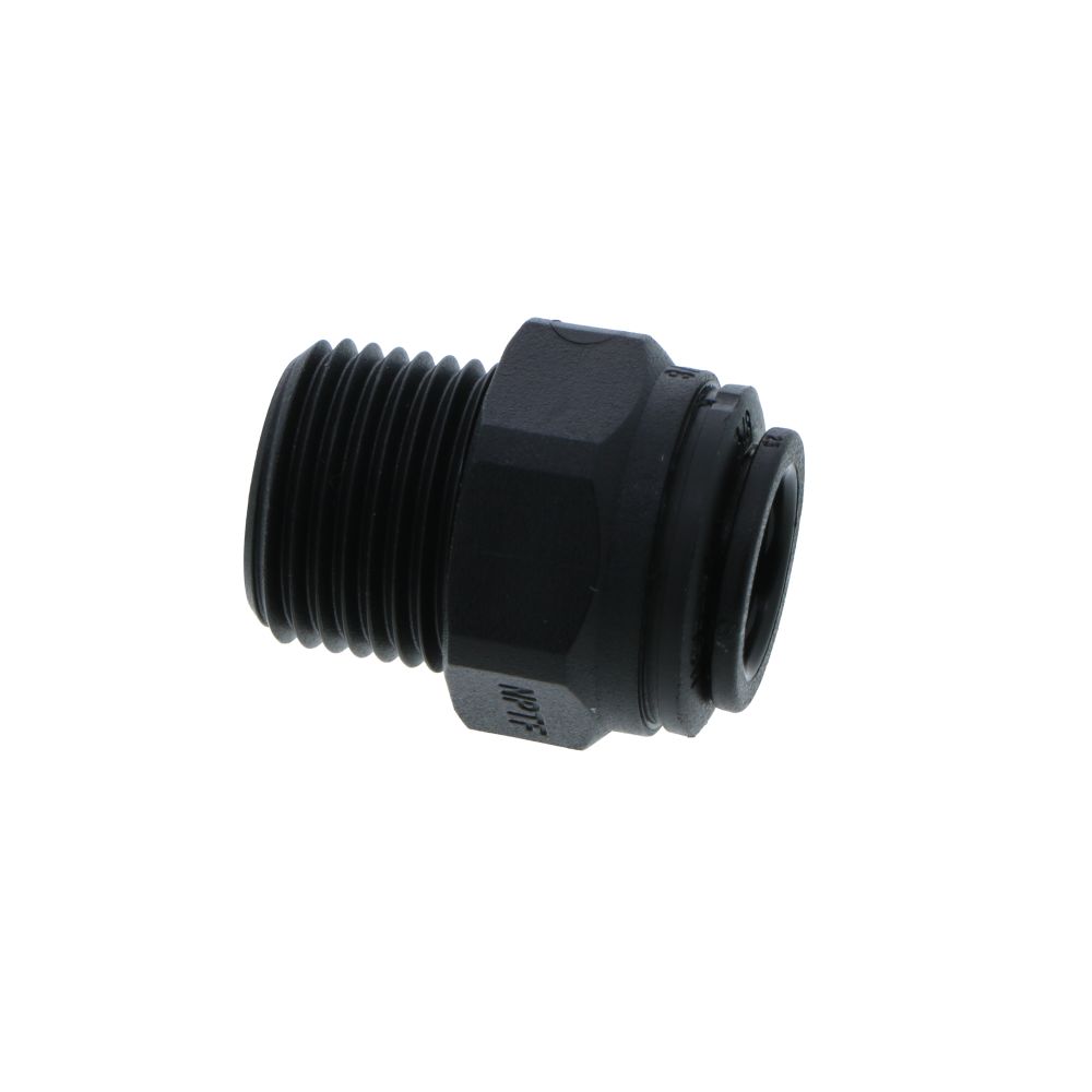 John Guest Male Connector NPTF Black Polypropylene - 3/8 x 3/8 NPTF