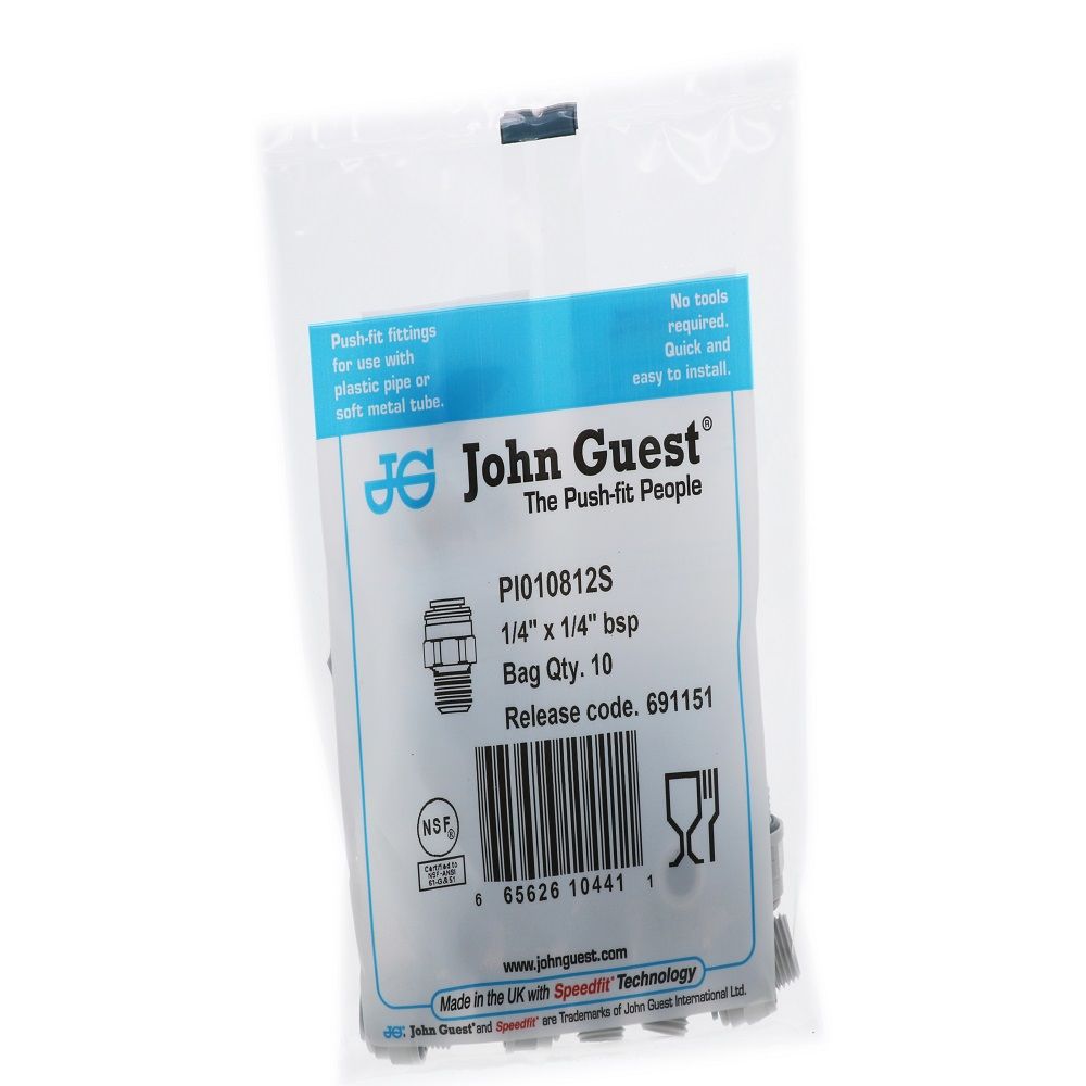 John Guest Male Connector BSPP - 1/4 x 1/4 BSPP