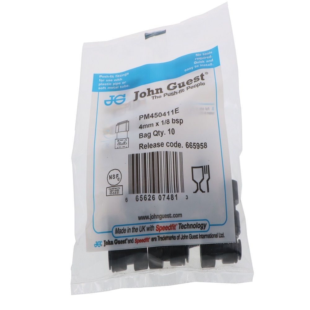 John Guest Female Adaptor BLACK ACETAL - 4mm x 1/8 BSP