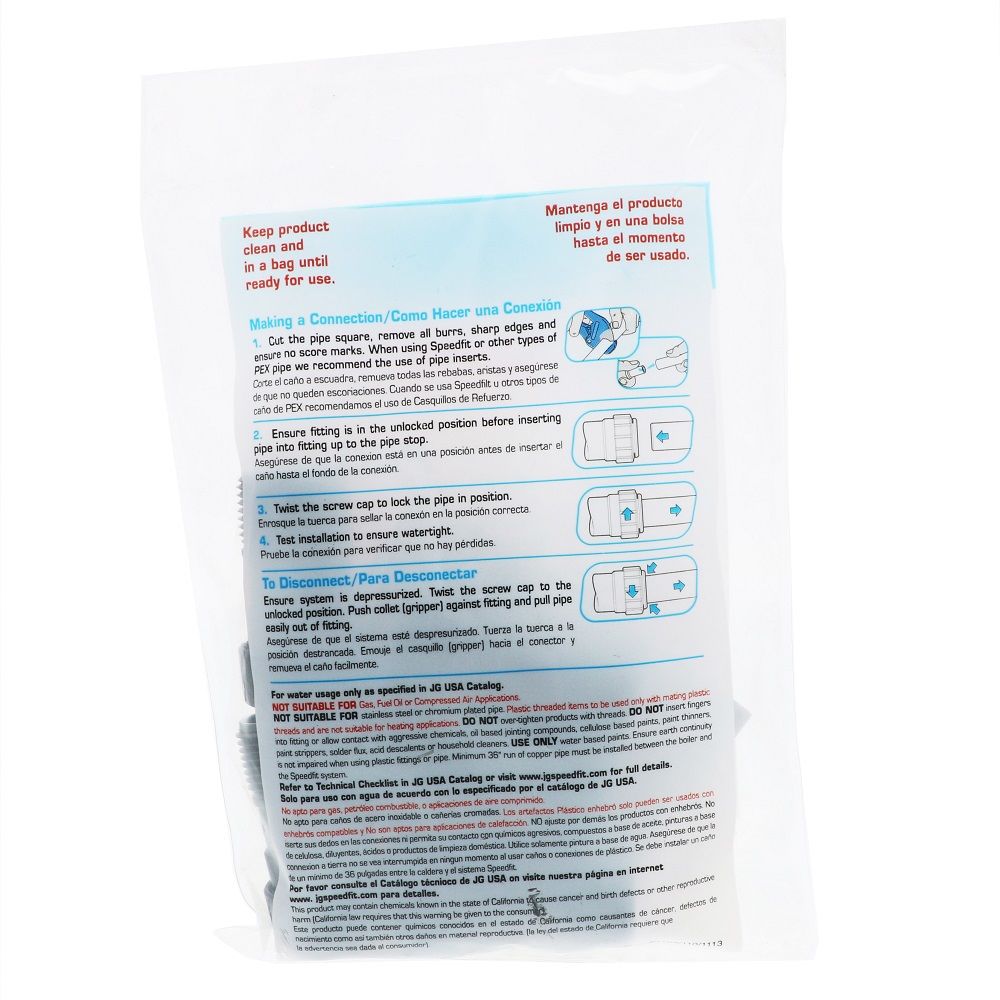 John Guest Black Male Connector - 1/2 CTS x 3/4 NPT