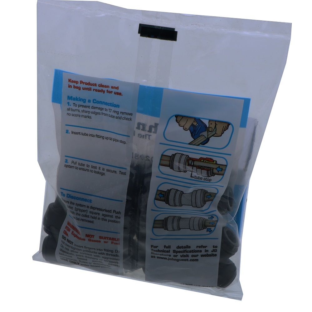 John Guest Union Tee BLACK ACETAL - 8mm