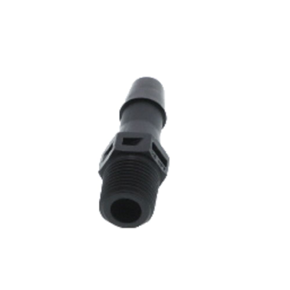 FitQuik Nylon Thread to Tube Straight Fitting - 1/8 NPT to 1/4 ID Barb - Black