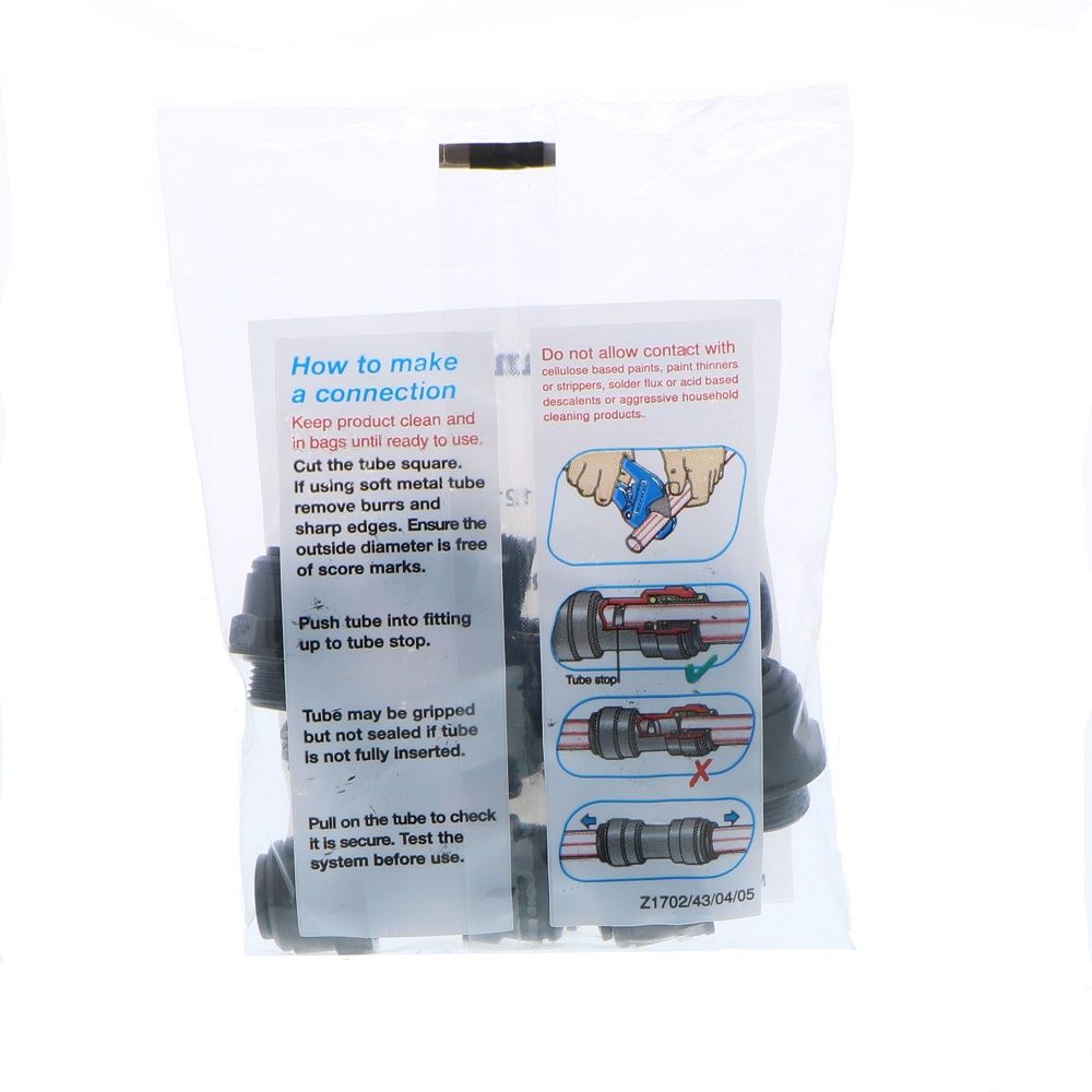 John Guest Male Connector BLACK ACETAL - 12mm x 3/8 BSPP