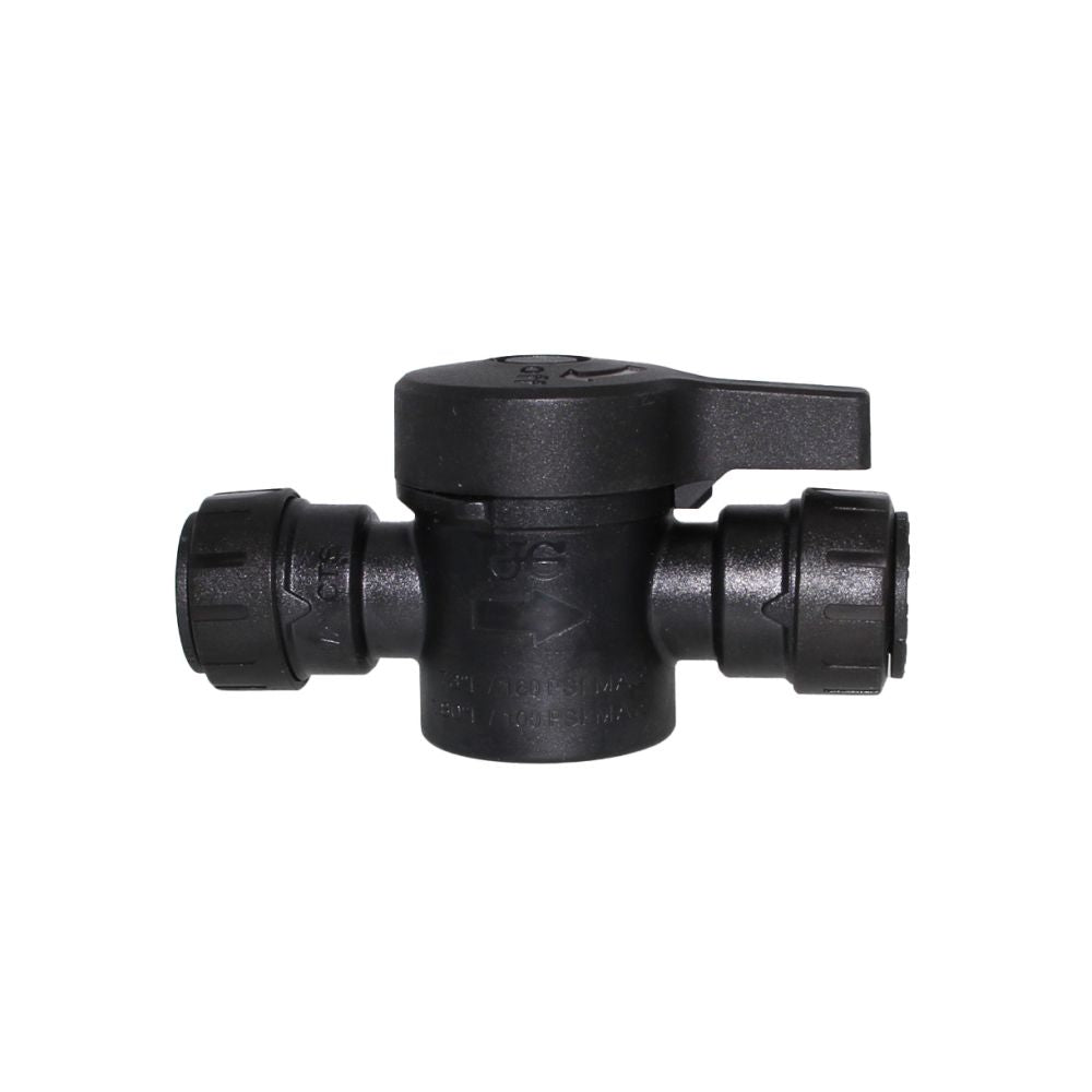 John Guest Two-Way Ball Valve: 1/2 in, Acetal, Straight, Push x Push