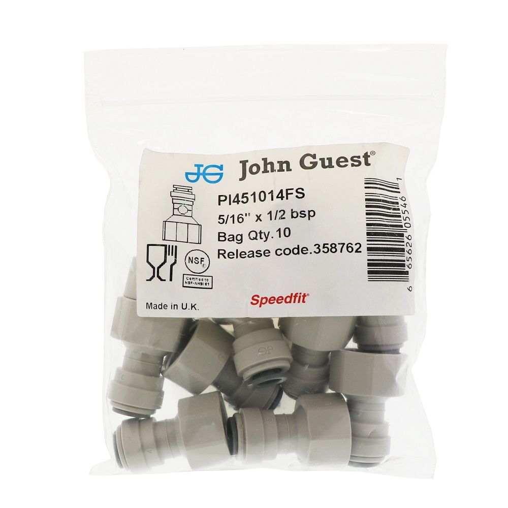 John Guest Female Adapter BSPP - 5/16 x 1/2 BSPP