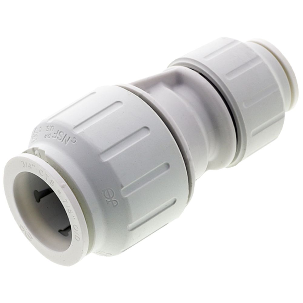 John Guest White Reducing Coupler - 1/2" CTS x 3/4 CTS