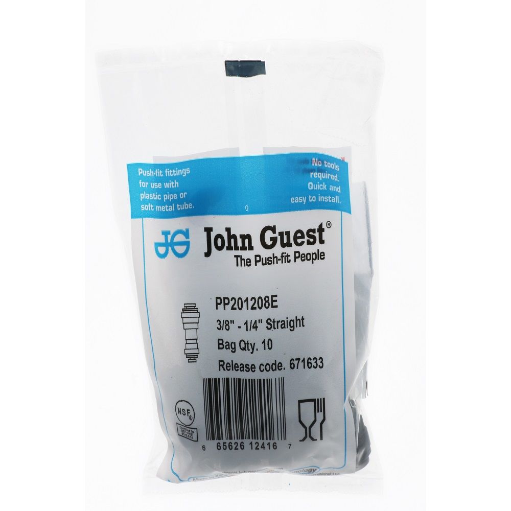 John Guest Reducing Union Black Polypropylene - 3/8 x 1/4