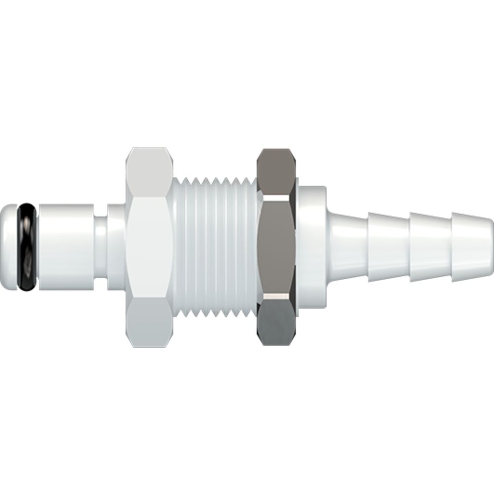 LinkTech 20AC Series Panel Mt. Male, Non-valved, 3/16" HB, Natural Acetal, Buna N
