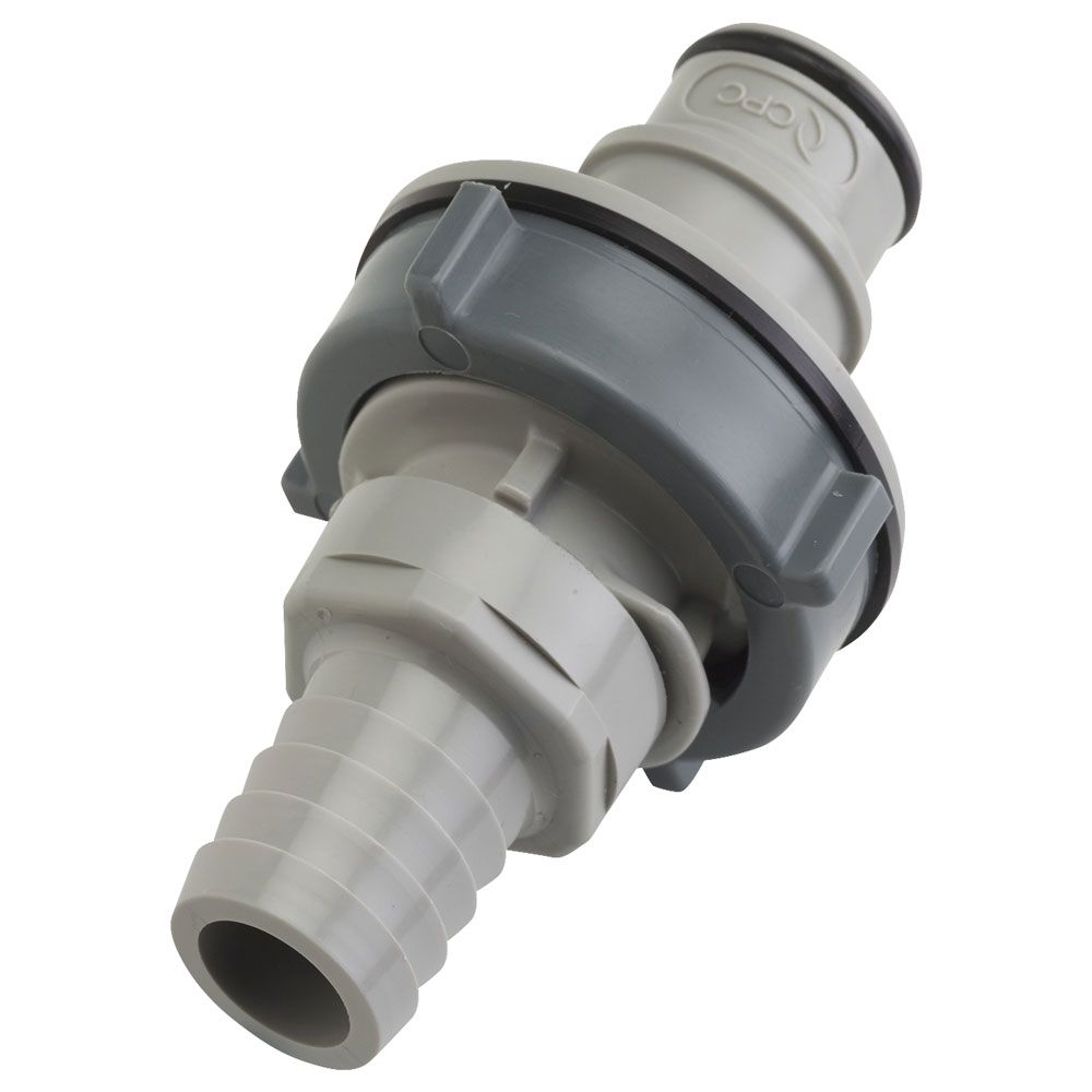 HFC421212 Non-Valved Panel Mount Hose Barb Coupling Insert 3/4 ID Barb