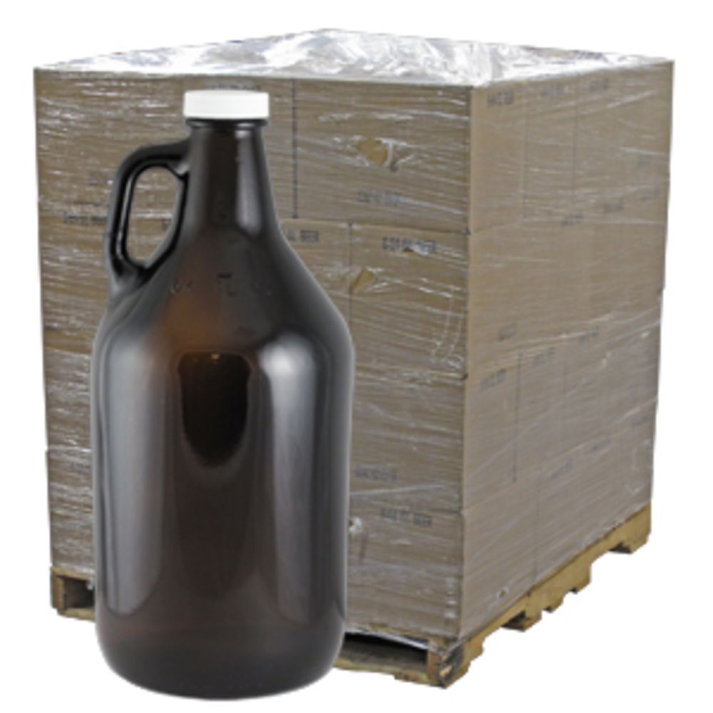 Amber 64oz Glass Beer Growler or Water Bottle With Cap