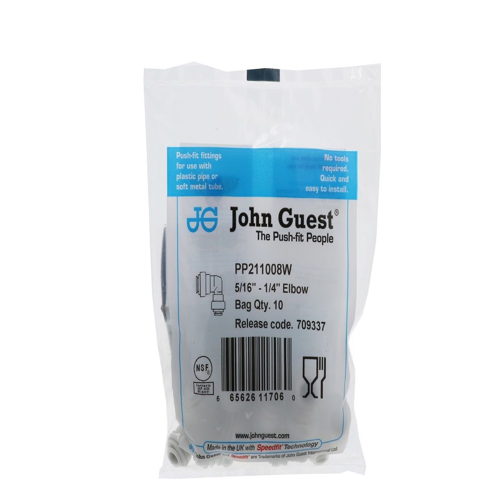 John Guest Reducing Elbow Polypro - 5/16 x 1/4