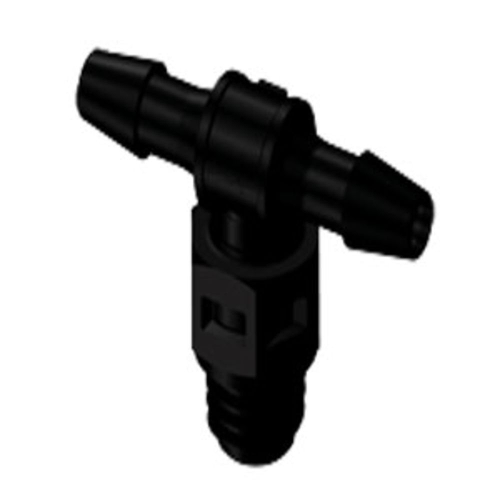 MT331 Tee Fitting Black Nylon Tapered 10-32 X 3/32 HB X 3/32 HB