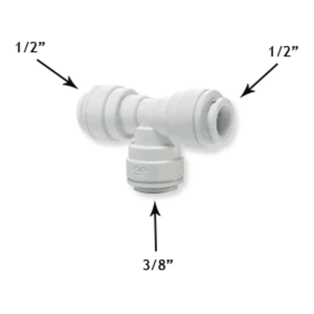 John Guest Reducing Tee Polypro - 1/2 x 1/2 x 3/8 Branch