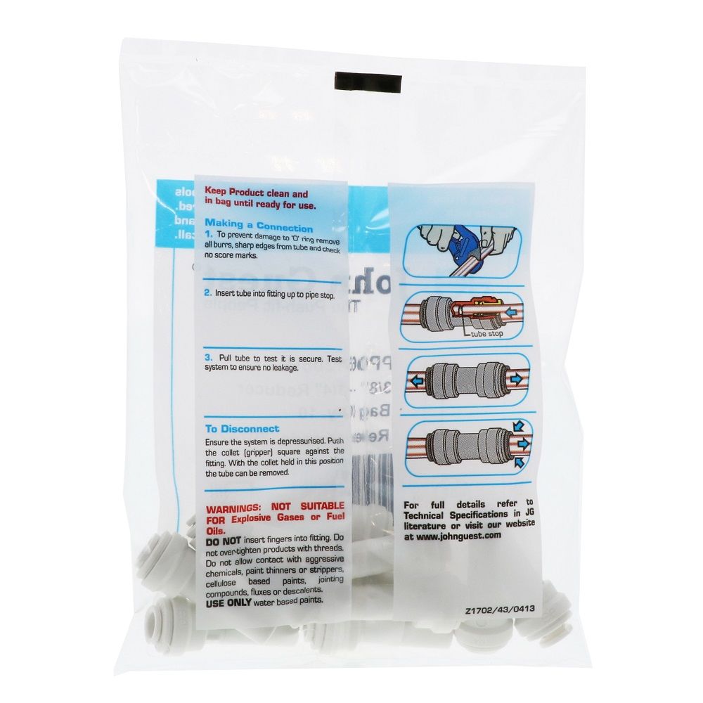 John Guest Reducer Stem Polypro - 3/8 OD Stem x 1/4