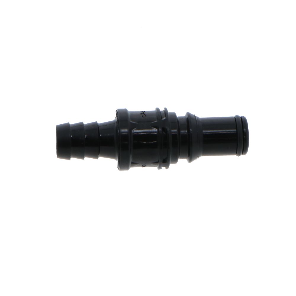 BACD22006MBLK Valved In-Line Hose Barb Coupling Insert Molded Black 3/8 ID Barb