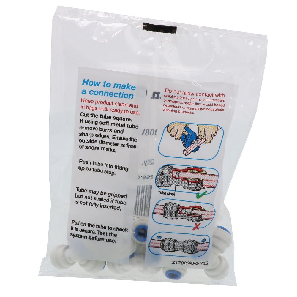 John Guest Union Elbow Polypro - 1/4-Blue Collet