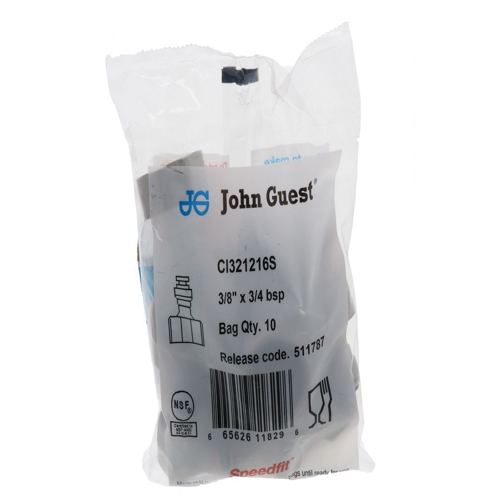 John Guest Faucet Connector BSPP - 3/8 x 3/4 BSPP