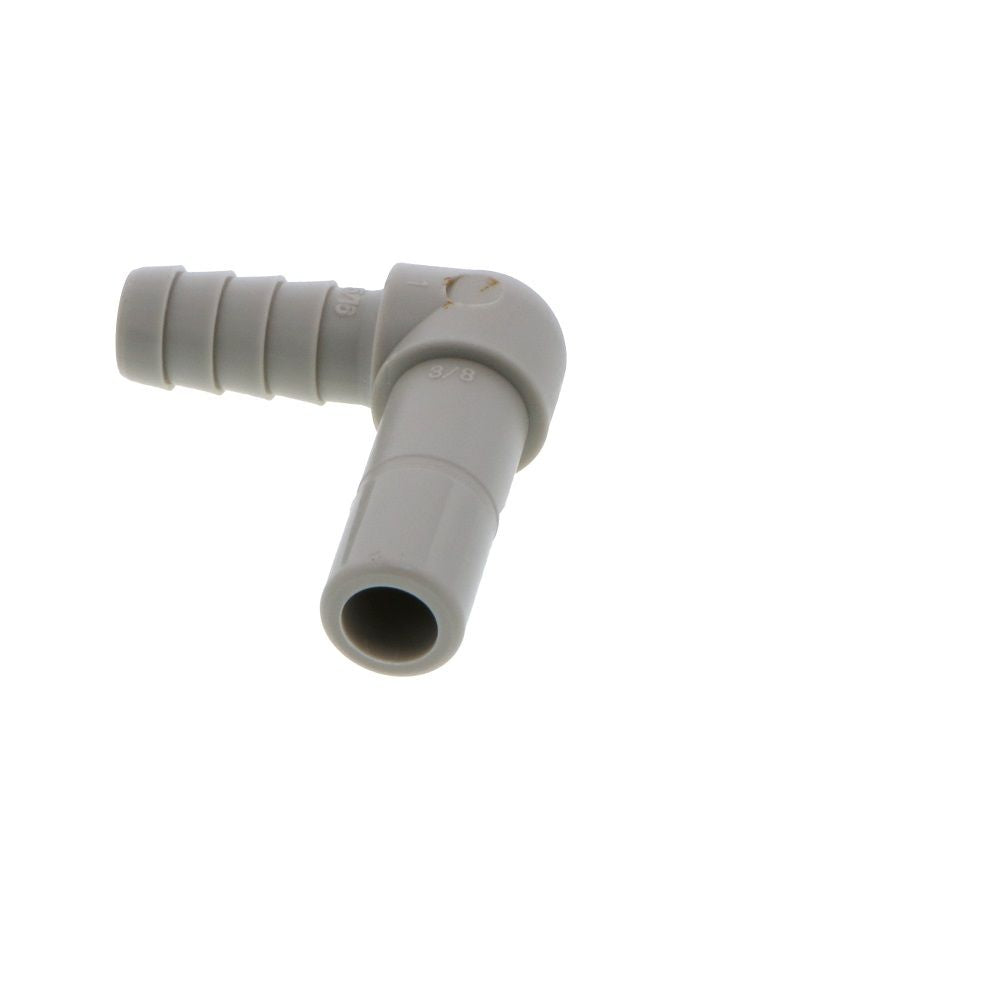 DMfit Stem Elbow Barb Connector - 3/8 OD Stem x 5/16 ID Barb