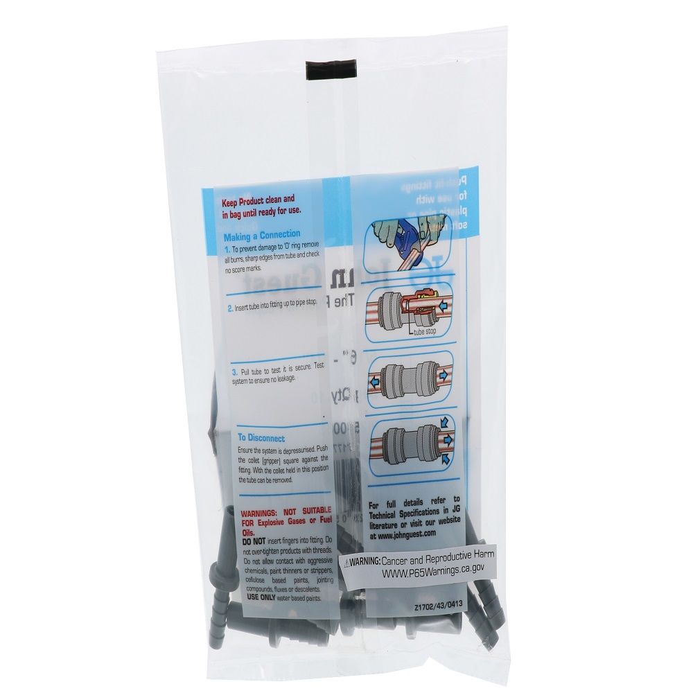 John Guest Stem Barb Connector - 5/16 OD Stem x 1/4 ID Barb