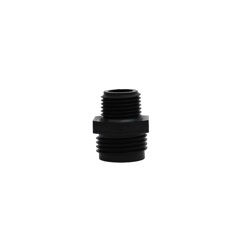 Male Garden Hose Adapter 3/4 MHT x 1/2 MNPT, Black Polypropylene