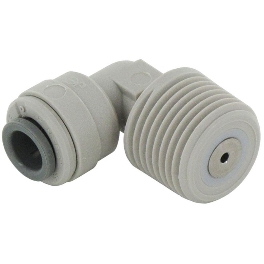 John Guest Fixed Elbow with 0.5 GPM Flow Restrictor 1/4 x 3/8 MPT