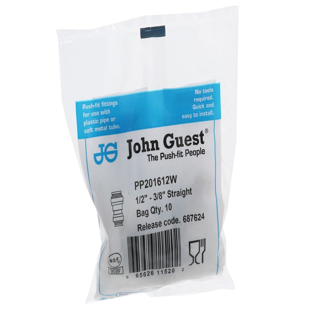 John Guest Reducing Union Polypro - 1/2 x 3/8