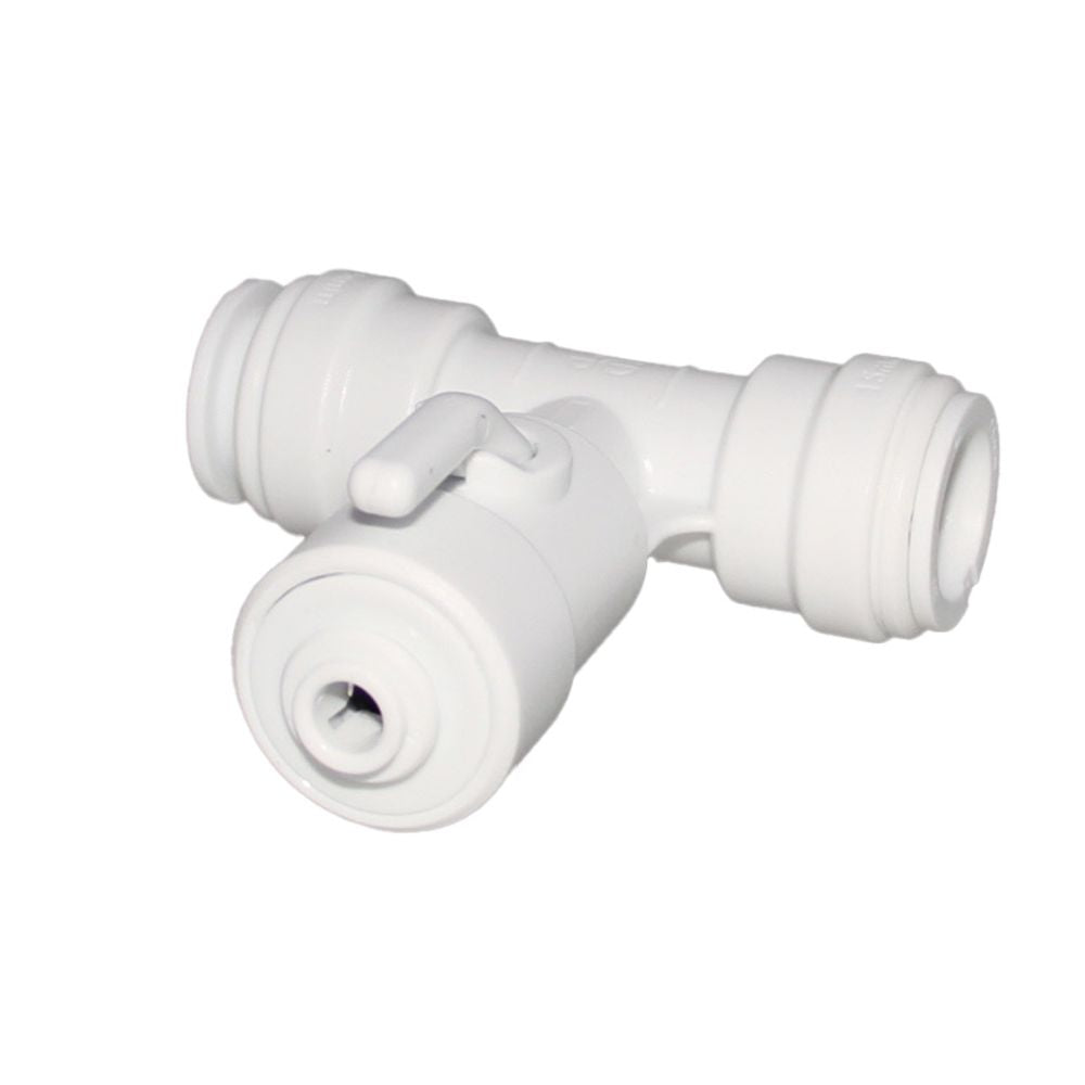 John Guest Acetal Angle Stop Valve w/Check Valve - 15mm x 15mm x 3/8"