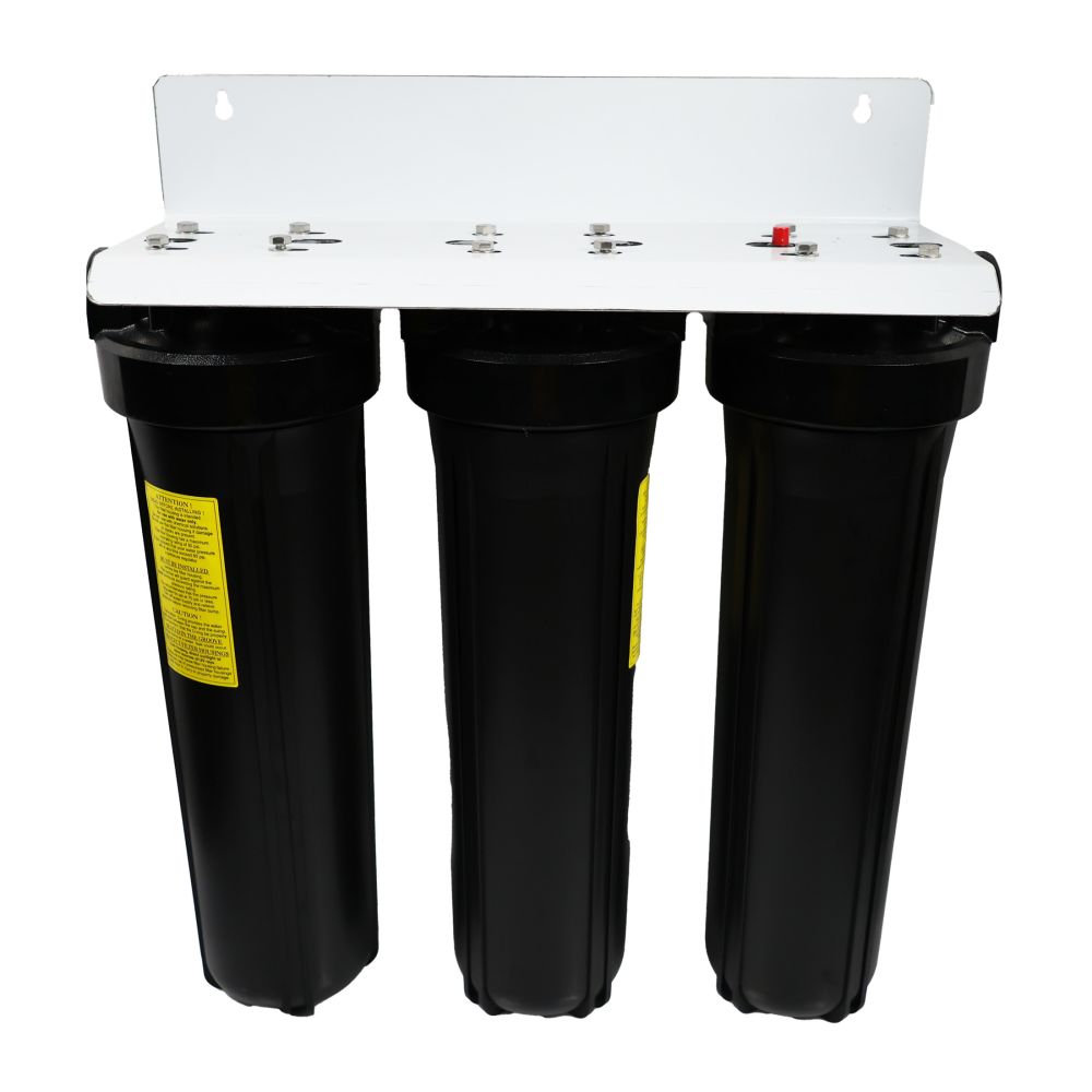 20" Big Flow Triple Series Plumbed Filter Housing DIY 1" FPT