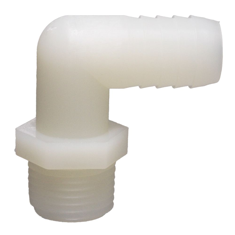 Male Elbow Barb x Male NPT - 1/2" HB x 3/4" MNPT