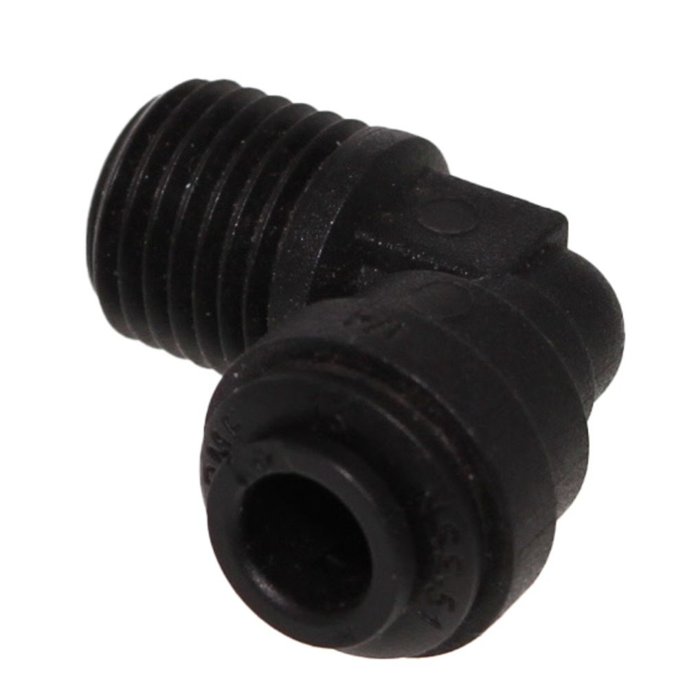 John Guest Fixed Elbow NPTF Black Polypropylene - 1/4 x 1/8 NPTF