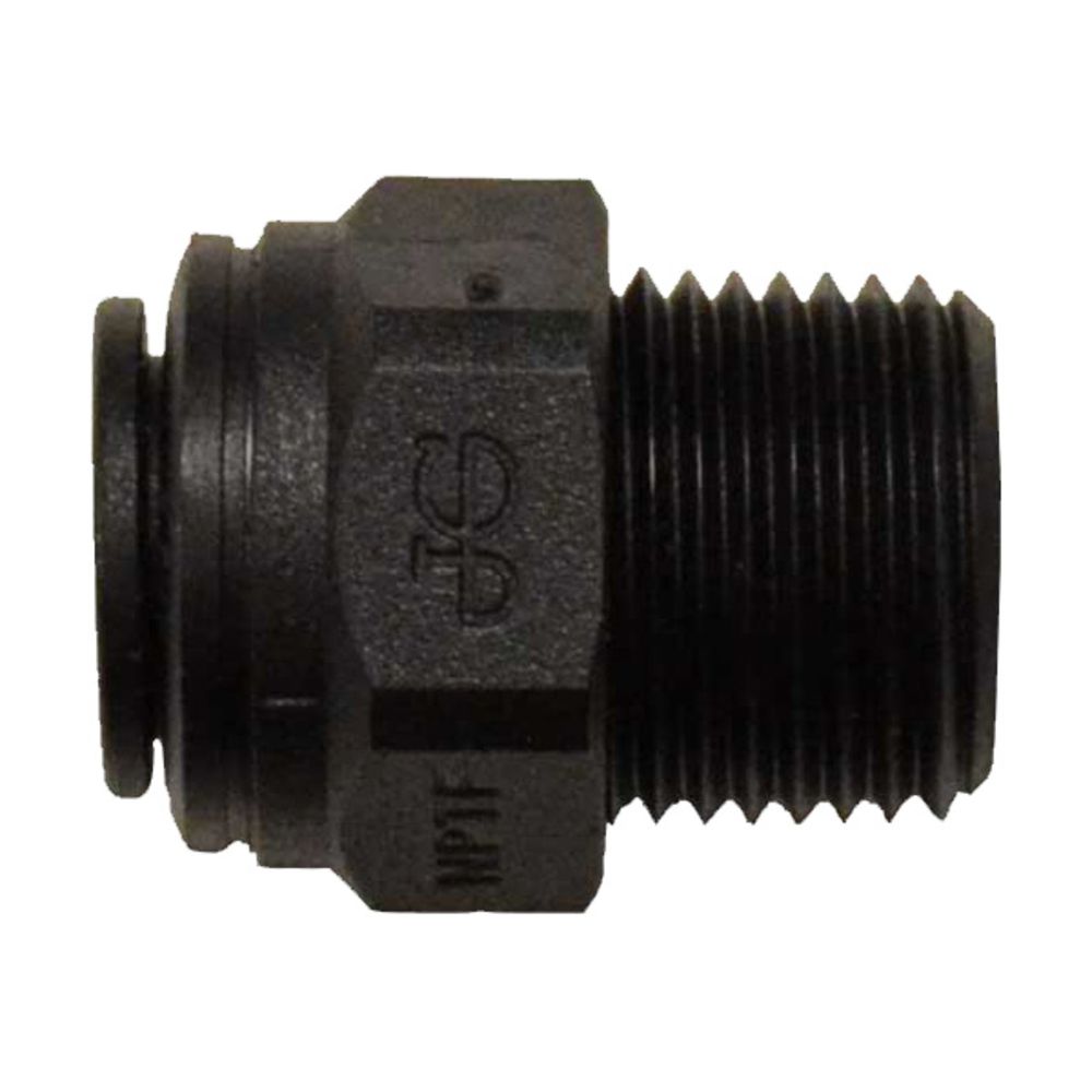 John Guest Male Connector NPTF Black Polypropylene - 1/4 x 1/4 NPTF