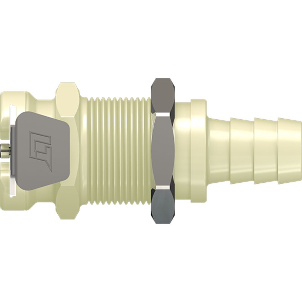 LinkTech 40PP Series Panel Mt. Female, Valved, 1/4" HB, Molded Almond Color, Polypropylene