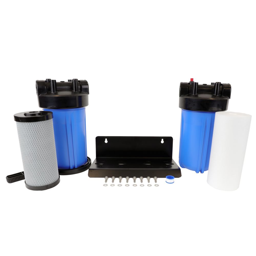Whole House Water Filter System, 4.5" x 10" Twin Filtration Universal Housing 1” RPT Port