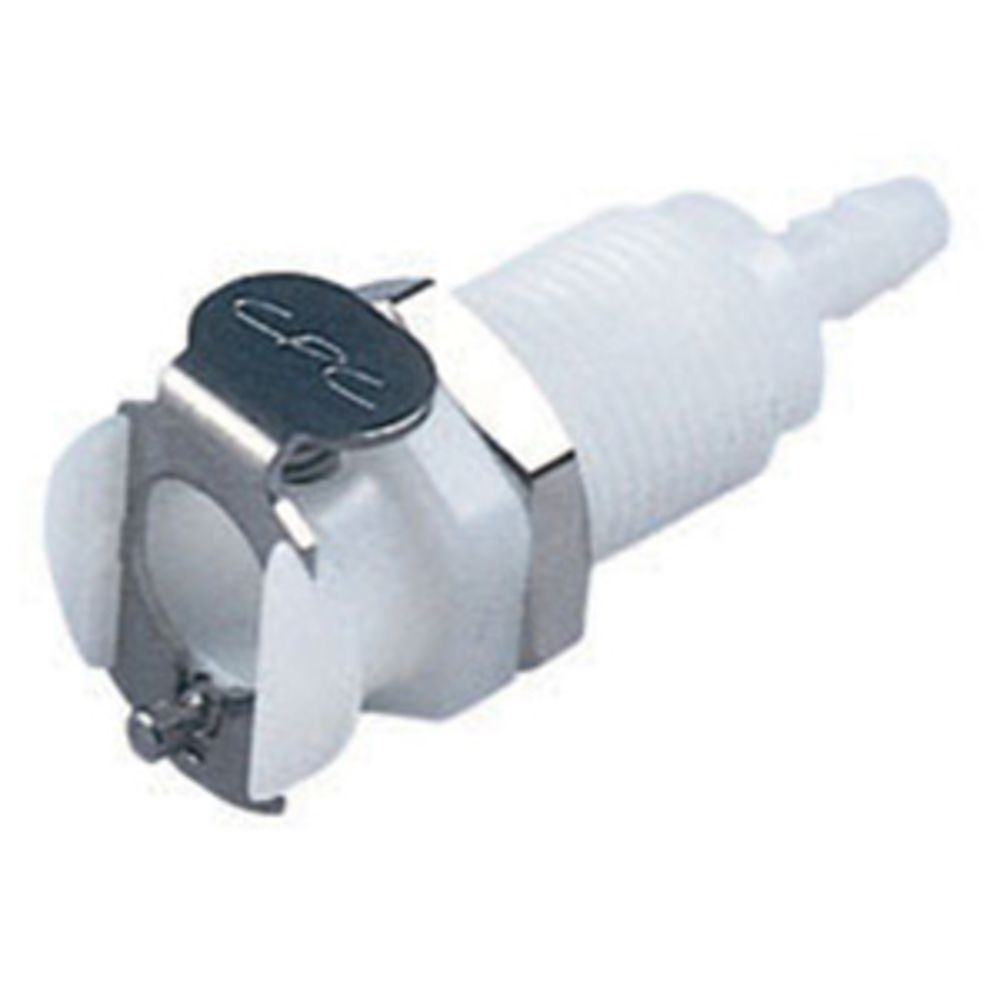 12900 NSF Valved Panel Mount Hose Barb Coupling Body 1/4 ID Barb