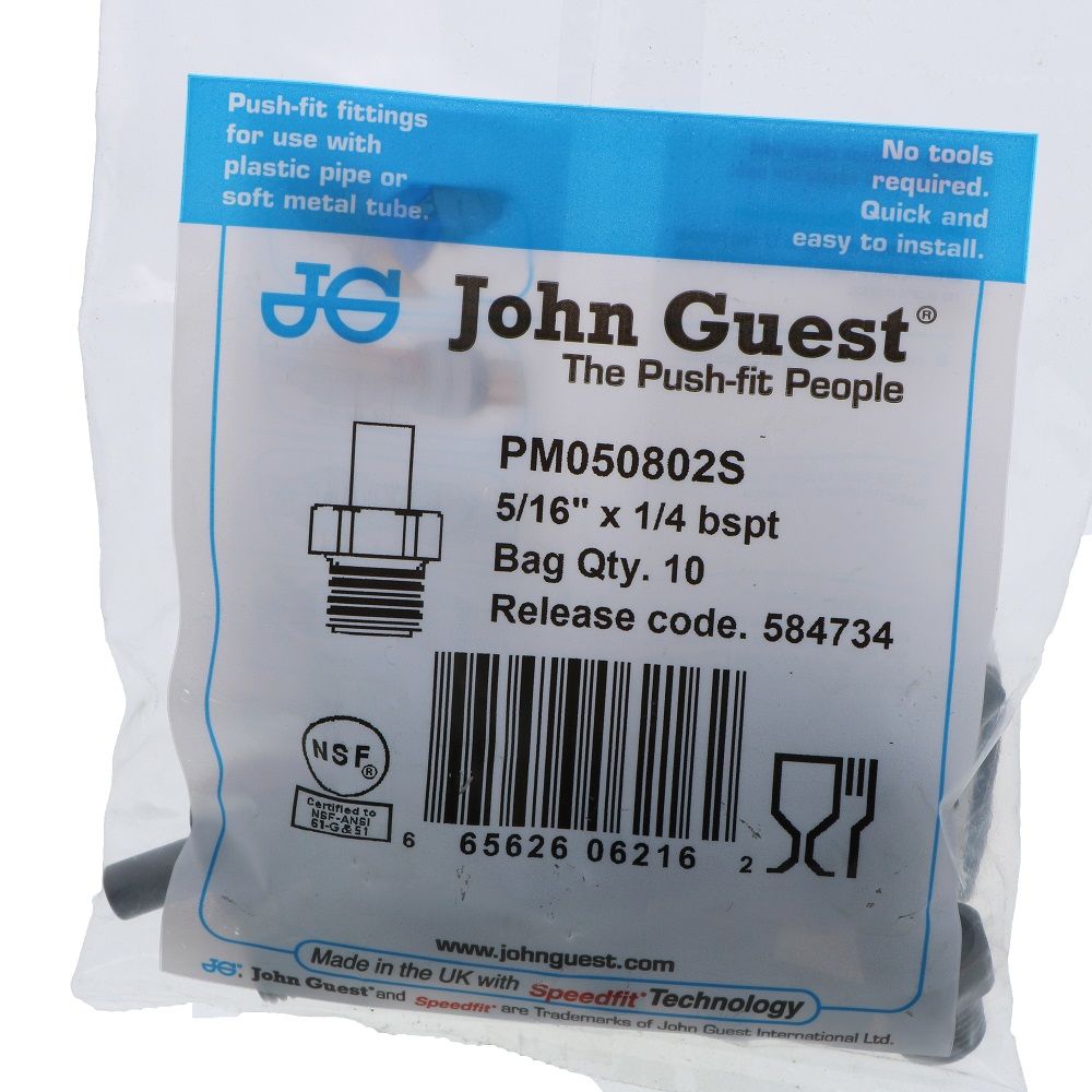 John Guest Stem Adapter BSPT - 5/16 x 1/4 BSPT