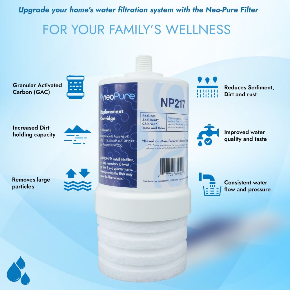 Neo-Pure NP217 Replacement Filter Cartridge Aqua-Pure™ AP217 Compatible without O-Ring