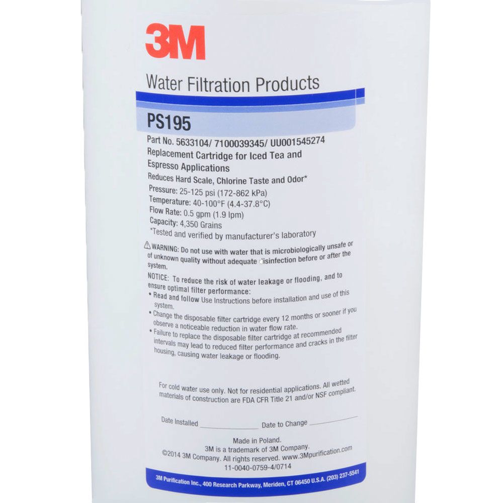 3M PS195 Espresso Filtration Replacement Cartridge 5633104