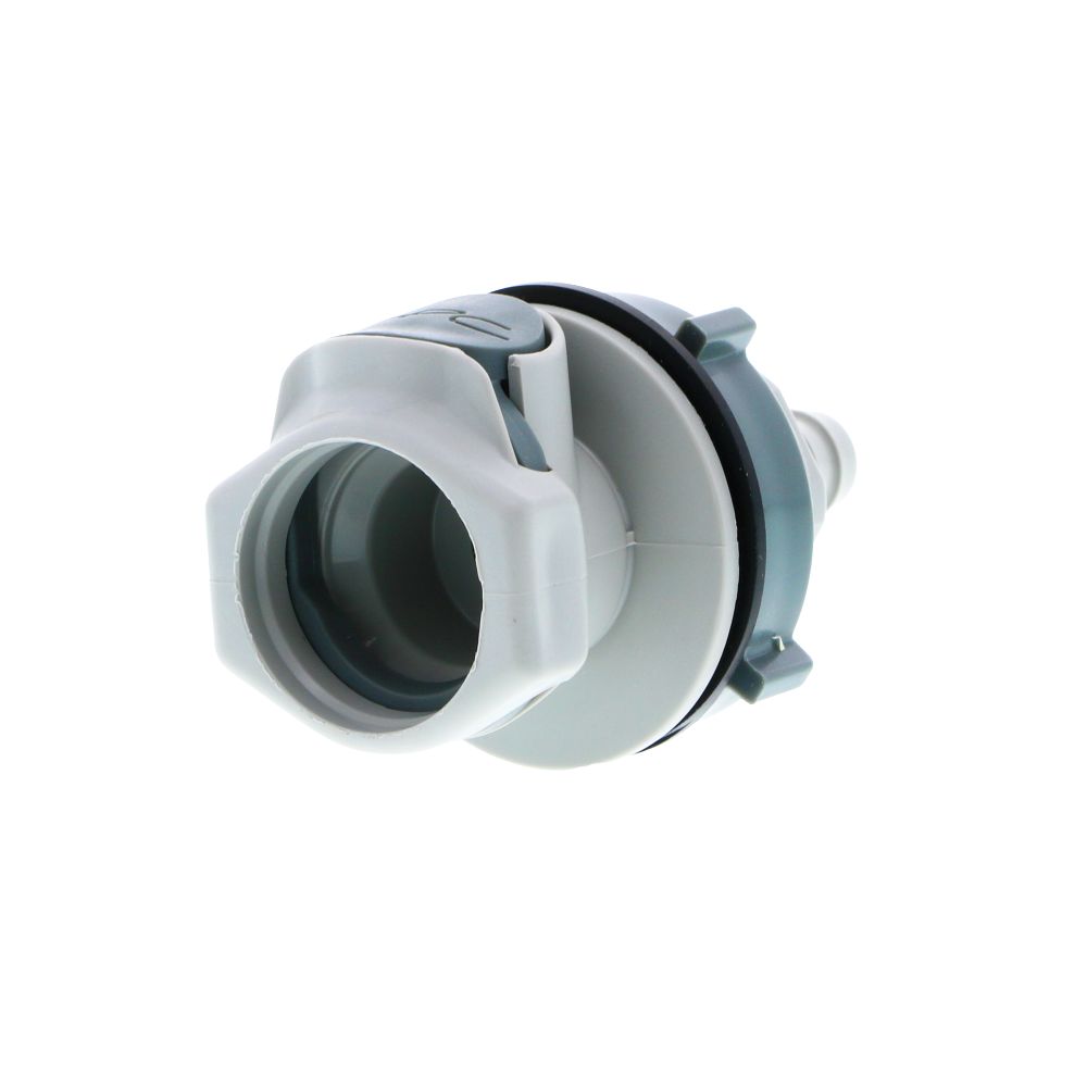 HFCD16612 Valved Panel Mount Hose Barb Coupling Body 3/8 ID Barb