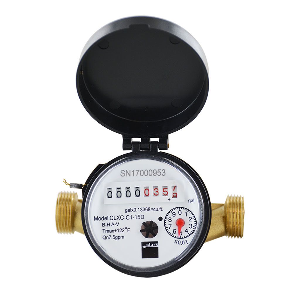 Clark CLXC-C1 Series Single Jet Totalizing Water Meter 1/2"NPT No Pulse Per Gal