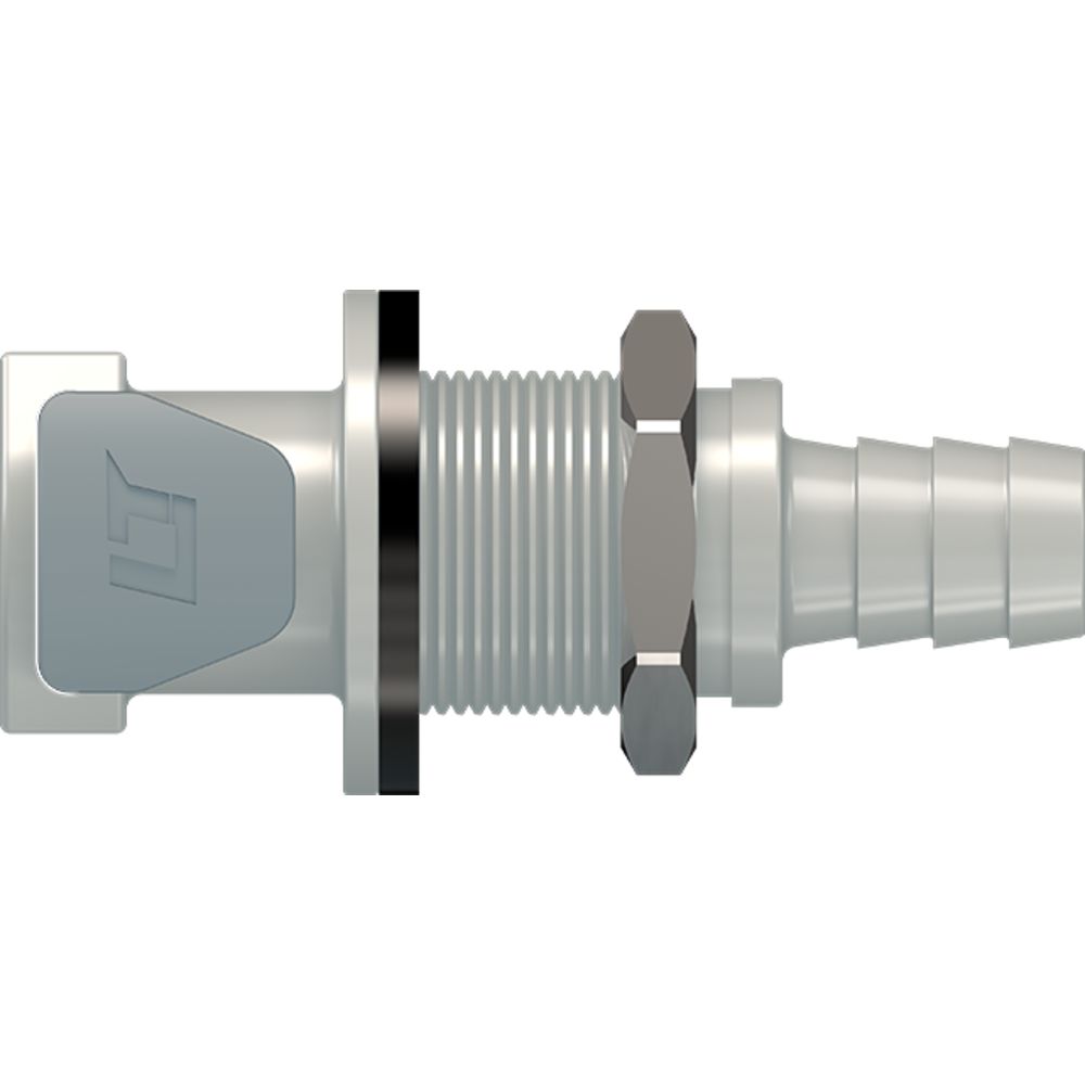LinkTech 50PP Series Panel Mt. Female, Valved, 3/8" HB, Polypropylene, EPDM
